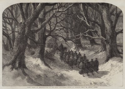 ライフボランティアのクリスマスタイドでの夜の行進、第1サリーライフル 作： Harrison William Weir